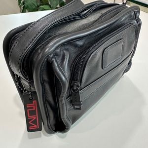 TUMI Black Leather Multi Zip Clutch